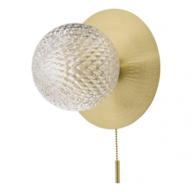 Laura Ashley  Prague Bathroom Wall Light Glass Satin Brass IP44