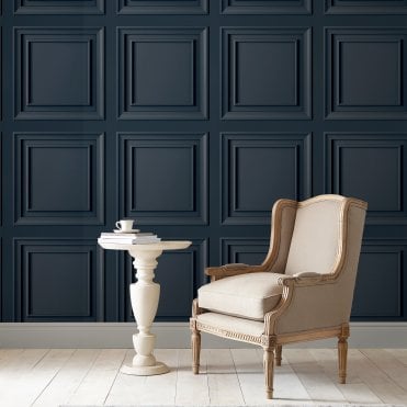 Laura Ashley Redbrook Wood Panel Dark Seaspray Wallpaper 114906