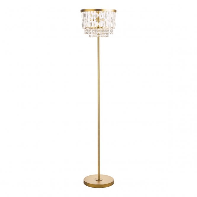 Laura Ashley  Rhosill 3 Light Floor Lamp Crystal and Matt Antique Brass