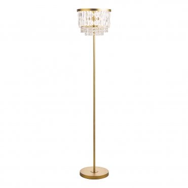 Laura Ashley Rhosill 3 Light Floor Lamp Crystal and Matt Antique Brass