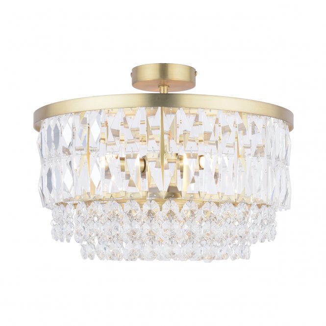 Laura Ashley  Rhosill 3 Light Semi Flush Glass & Antique Brass