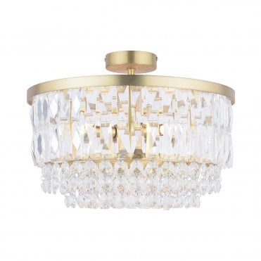Laura Ashley Rhosill 3 Light Semi Flush Glass & Antique Brass