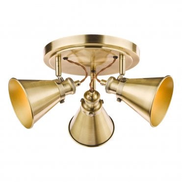 Laura Ashley Rufus 3lt Plate Spotlight Antique Brass