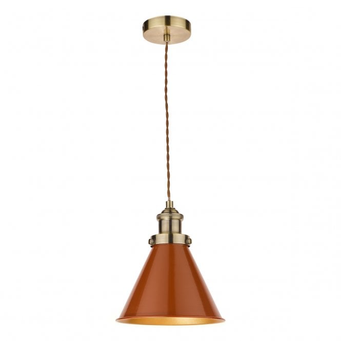 Laura Ashley  Rufus Pendant Antique Brass Orange