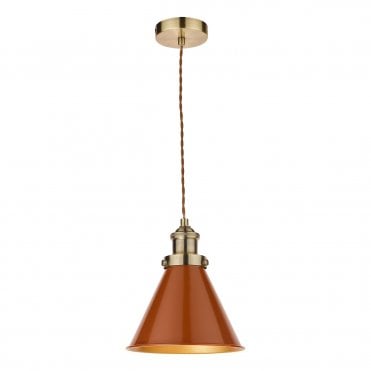 Laura Ashley Rufus Pendant Antique Brass Orange