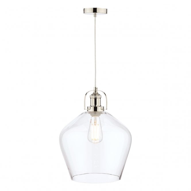Laura Ashley  Rye Pendant Polished Nickel Clear Glass