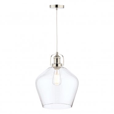 Laura Ashley Rye Pendant Polished Nickel Clear Glass