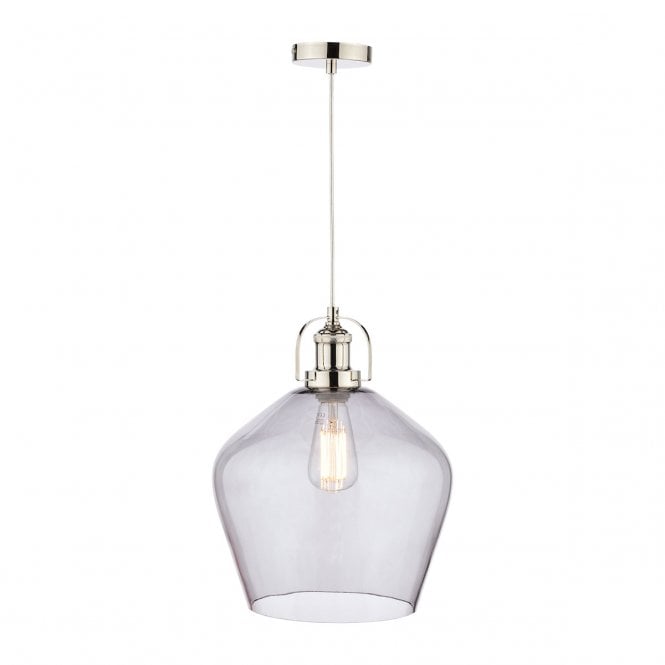 Laura Ashley  Rye Pendant Polished Nickel Smoked Glass