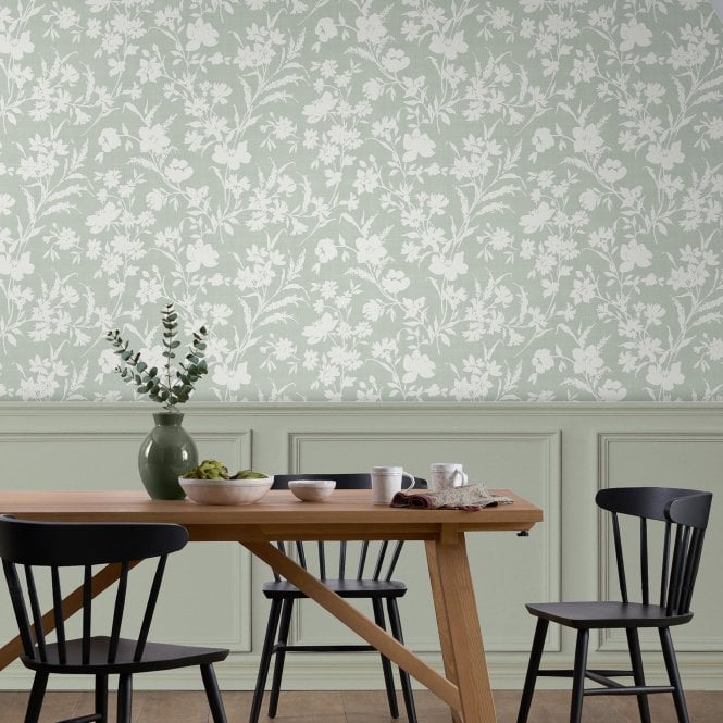 Laura Ashley  Rye Sage Green Wallpaper 119855