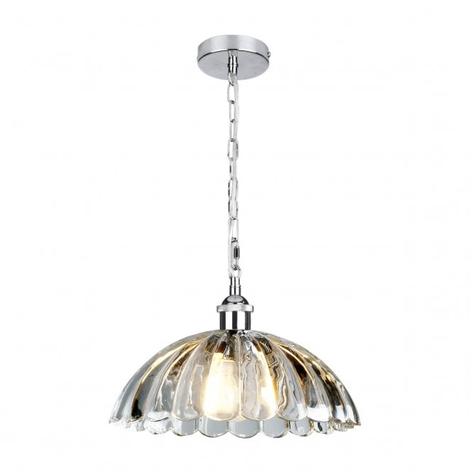 Laura Ashley  Salisbury Pendant Ribbed Glass Polished Chrome