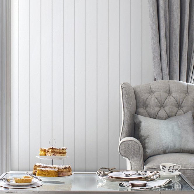 Laura Ashley  Saltram Stripe Sugared Grey Wallpaper 118492