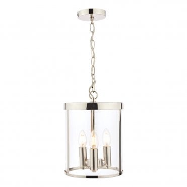 Laura Ashley Selbourne 3lt Lantern Polished Nickel Glass