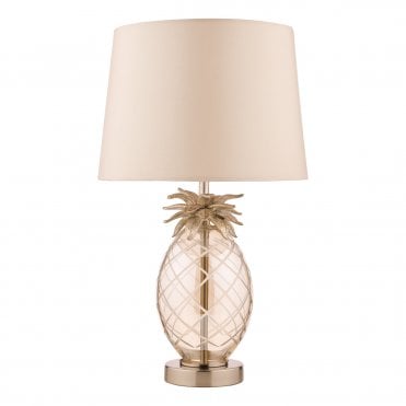 Laura Ashley Small Pineapple Table Lamp Champagne Cut Glass With Shade