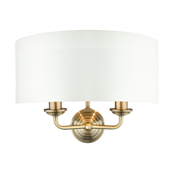 Laura Ashley  Sorrento 2lt Wall Light Antique Brass With Ivory Shade