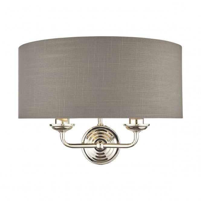 Laura Ashley  Sorrento 2lt Wall Light Polished Nickel With Charcoal Shade