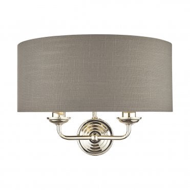 Laura Ashley Sorrento 2lt Wall Light Polished Nickel With Charcoal Shade