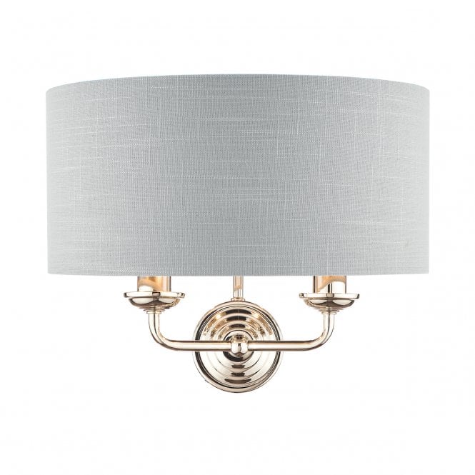 Laura Ashley  Sorrento 2lt Wall Light Polished Nickel With Silver Shade