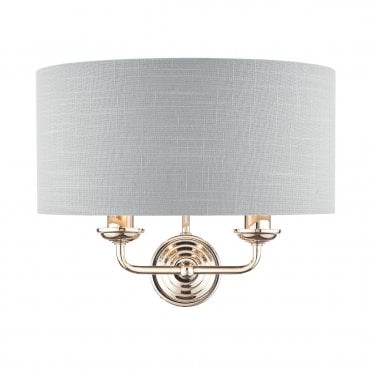 Laura Ashley Sorrento 2lt Wall Light Polished Nickel With Silver Shade