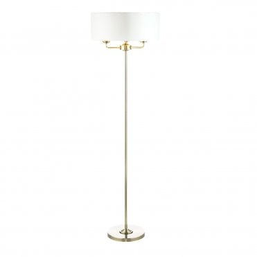 Laura Ashley Sorrento 3lt Floor Lamp Antique Brass With Ivory Shade