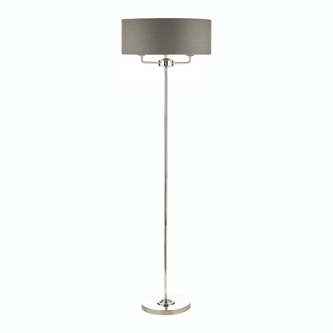 Laura Ashley  Sorrento 3lt floor Lamp Polished Nickel With Charcoal Shade