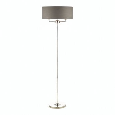 Laura Ashley Sorrento 3lt floor Lamp Polished Nickel With Charcoal Shade