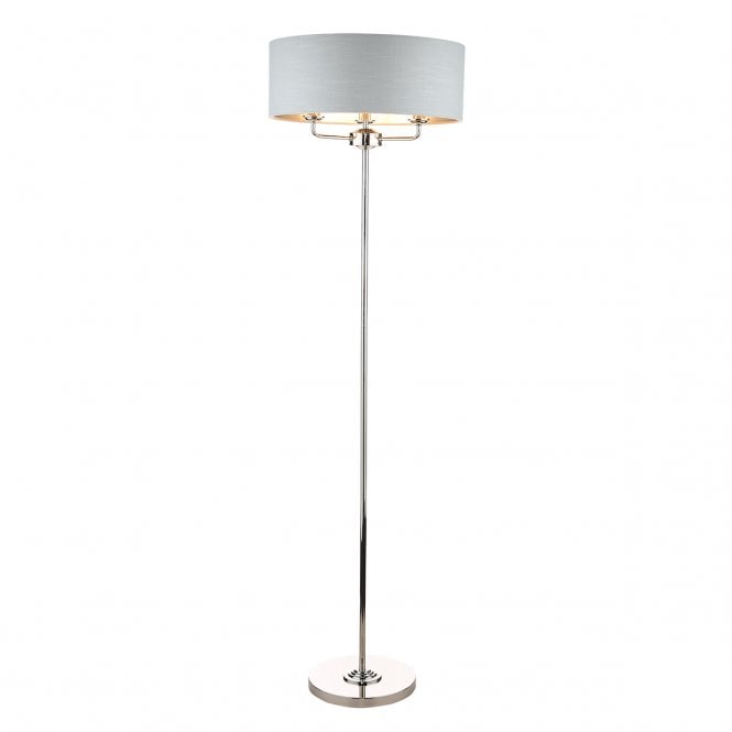 Laura Ashley  Sorrento 3lt floor Lamp Polished Nickel With Silver Shade