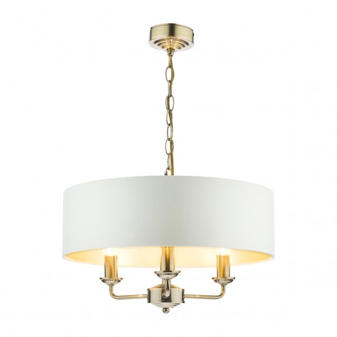 Laura Ashley  Sorrento 3lt Pendant Antique Brass With Ivory Shade