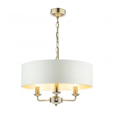 Laura Ashley Sorrento 3lt Pendant Antique Brass With Ivory Shade