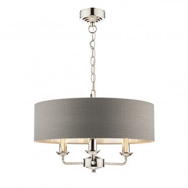 Laura Ashley Sorrento 3lt Pendant Polished Nickel With Charcoal Shade