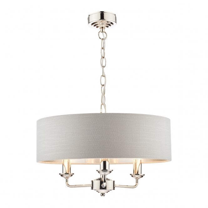 Laura Ashley  Sorrento 3lt Pendant Polished Nickel With Silver Shade