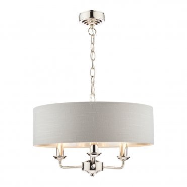 Laura Ashley Sorrento 3lt Pendant Polished Nickel With Silver Shade