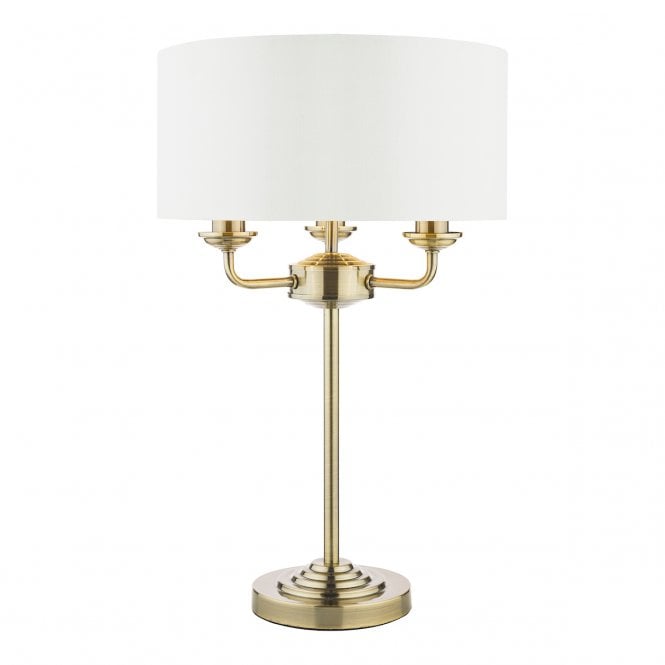 Laura Ashley  Sorrento 3lt Table Lamp Antique Brass With Ivory Shade