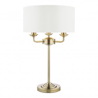 Laura Ashley Sorrento 3lt Table Lamp Antique Brass With Ivory Shade