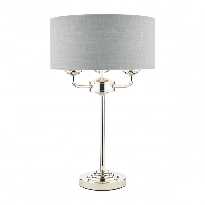 Laura Ashley  Sorrento 3lt Table Lamp Polished Nickel With Silver Shade