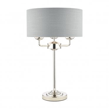 Laura Ashley Sorrento 3lt Table Lamp Polished Nickel With Silver Shade
