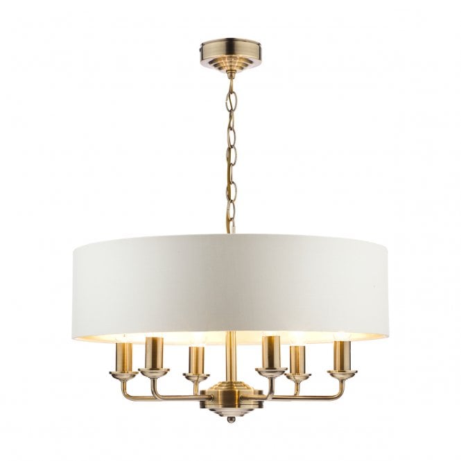 Laura Ashley  Sorrento 6lt Pendant Antique Brass With Ivory Shade