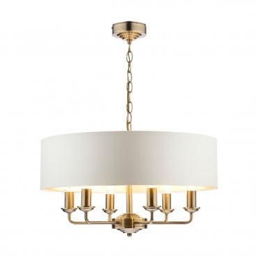 Laura Ashley Laura Ashley Sorrento 6lt Pendant Antique Brass With Ivory Shade