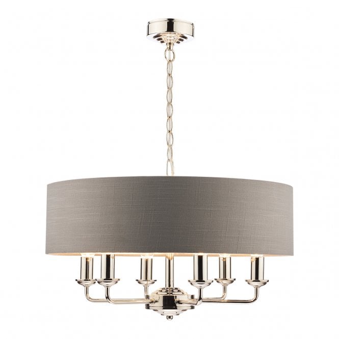 Laura Ashley  Sorrento 6lt Pendant Polished Nickel With Charcoal Shade
