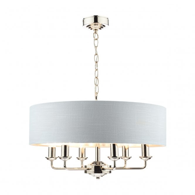 Laura Ashley  Sorrento 6lt Pendant Polished Nickel With Silver Shade