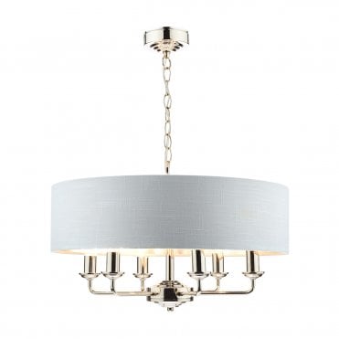 Laura Ashley Sorrento 6lt Pendant Polished Nickel With Silver Shade