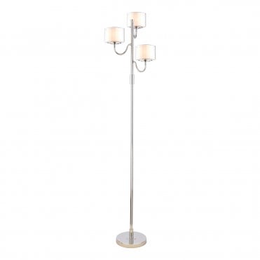 Laura Ashley Southwell 3 Light Floor Lamp Polished Nickel and Opal Glass