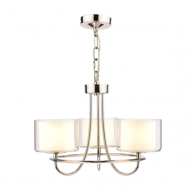 Laura Ashley  Southwell 3lt Chandelier Polished Nickel & Glass Shades