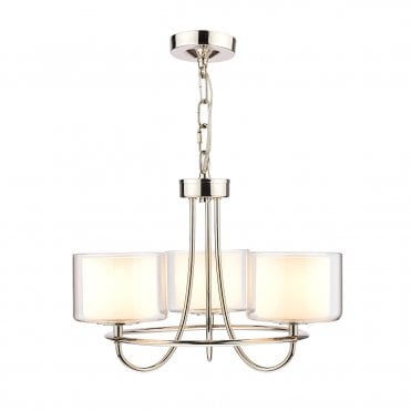 Laura Ashley Southwell 3lt Chandelier Polished Nickel & Glass Shades