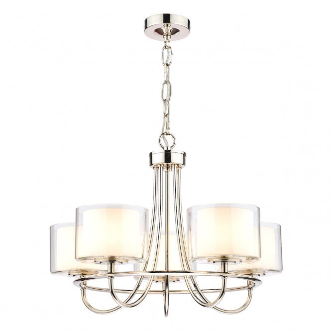 Laura Ashley  Southwell 5lt Chandelier Polished Nickel & Glass Shades