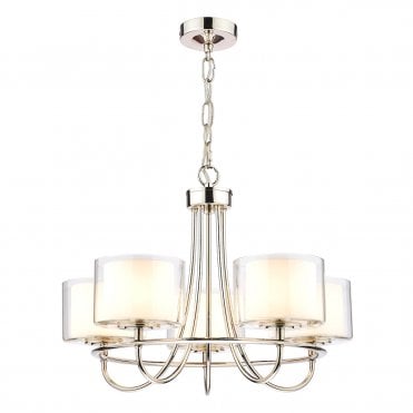 Laura Ashley Southwell 5lt Chandelier Polished Nickel & Glass Shades