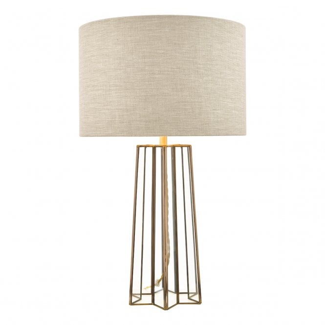 Laura Ashley  Star Table Lamp Antique Brass Glass With Shade