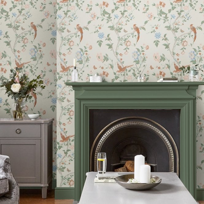 Laura Ashley  Summer Palace Sage/Apricot Wallpaper 120133
