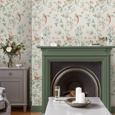 Laura Ashley Summer Palace Sage/Apricot Wallpaper 120133