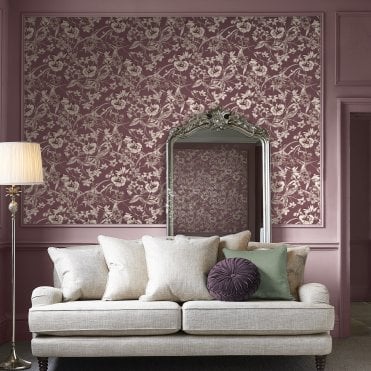Laura Ashley Summerhill Pale Blackberry Wallpaper 121086