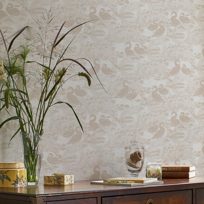 Laura Ashley  Swans Dove Grey Wallpaper 118471